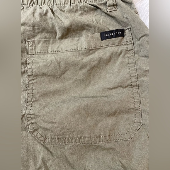 Sanctuary Anthropologie Womens M Mid Rise Poplin Roll Tab Utility Shorts Green - Picture 5 of 5